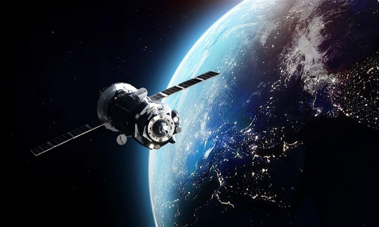 Satellite in orbit above Earth